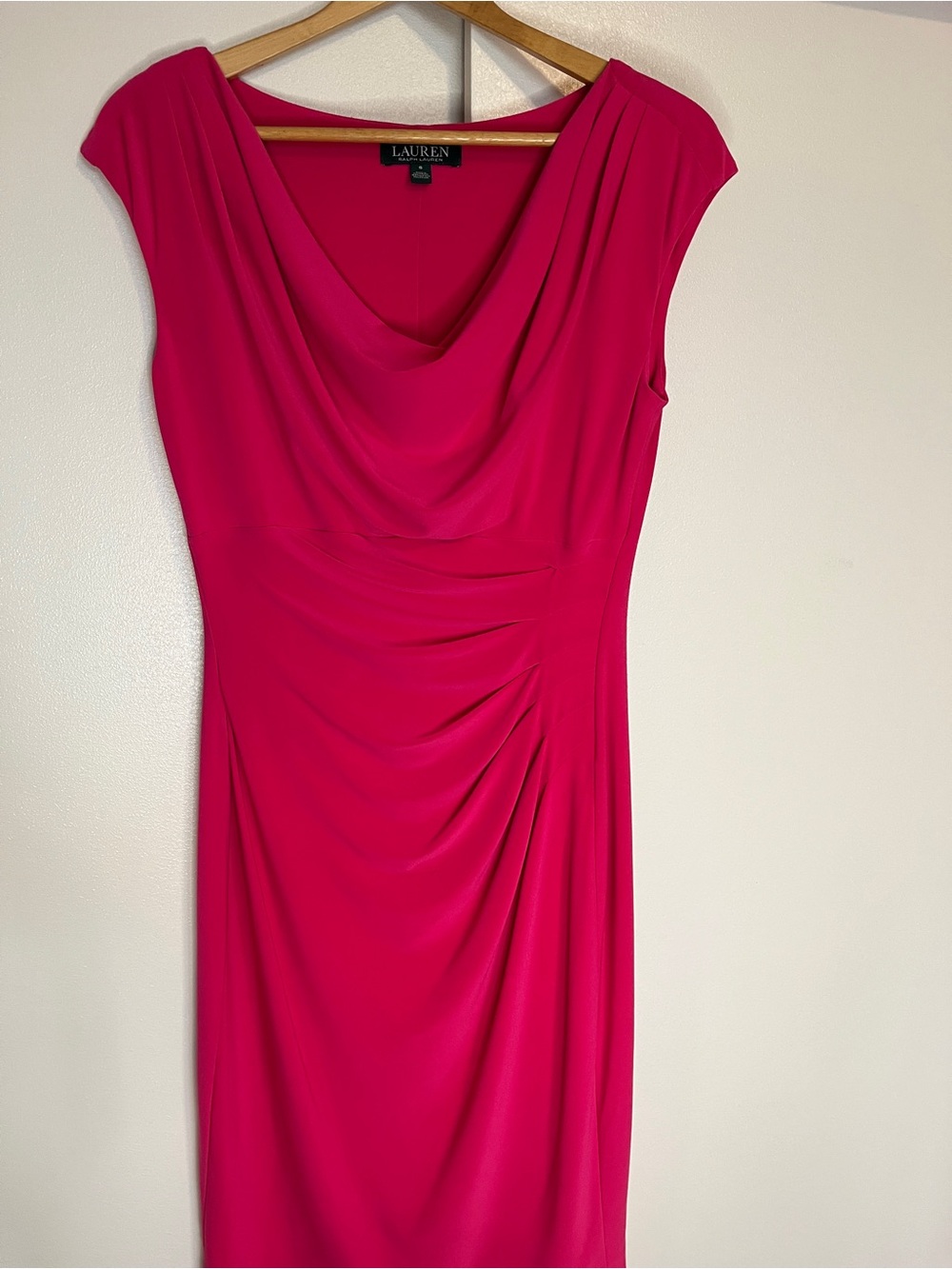Ralph Lauren Fuchsia Draped Midi Sheath Dress